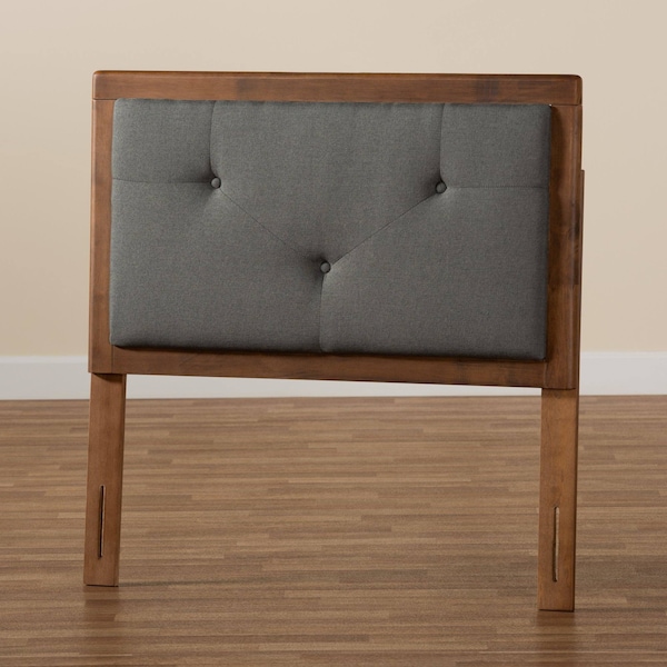 Baxton Studio Abner Transitional Dark Grey Fabric Upholstered and Walnut Brown Finished Wood Headboard-Twin - 191-11526-ZORO