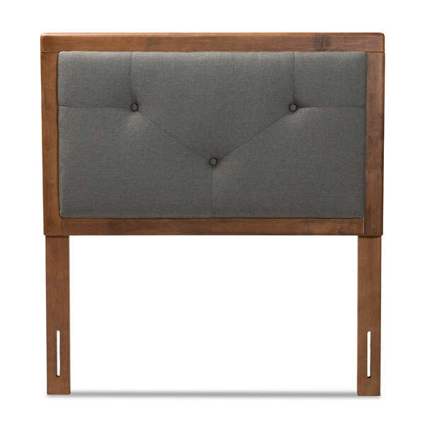Baxton Studio Abner Transitional Dark Grey Fabric Upholstered and Walnut Brown Finished Wood Headboard-Twin - 191-11526-ZORO