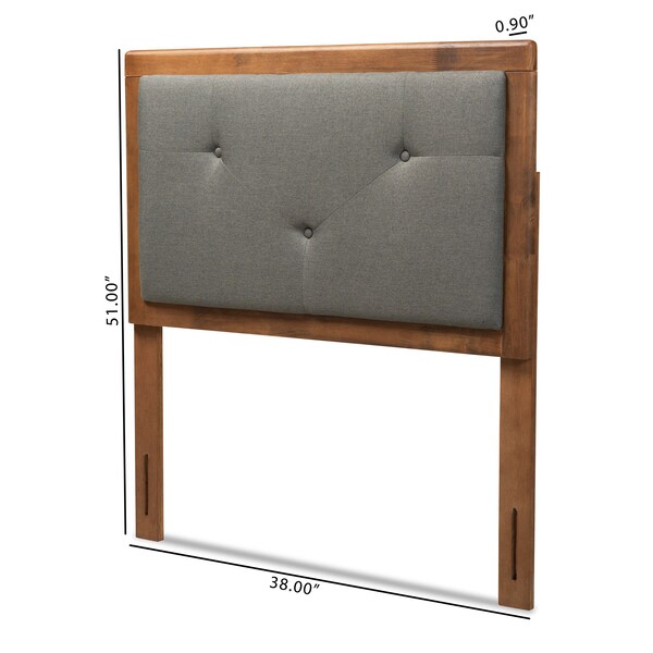 Baxton Studio Abner Transitional Dark Grey Fabric Upholstered and Walnut Brown Finished Wood Headboard-Twin - 191-11526-ZORO