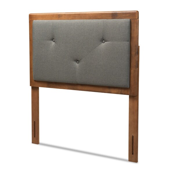 Baxton Studio Abner Transitional Dark Grey Fabric Upholstered and Walnut Brown Finished Wood Headboard-Twin - 191-11526-ZORO