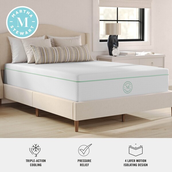 Martha Stewart SleepComplete 12 Inch Full Medium Firm Triple-Action Cooling Gel Memory Foam Mattress - CL-MODD1-12F-MS