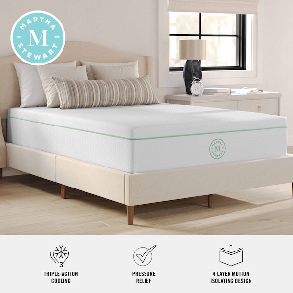 Martha Stewart SleepComplete 12 Inch Full Medium Firm Triple-Action Cooling Gel Memory Foam Mattress - CL-MODD1-12F-MS