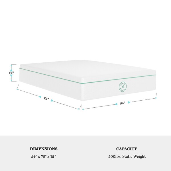 Martha Stewart SleepComplete 12 Inch Full Medium Firm Triple-Action Cooling Gel Memory Foam Mattress - CL-MODD1-12F-MS