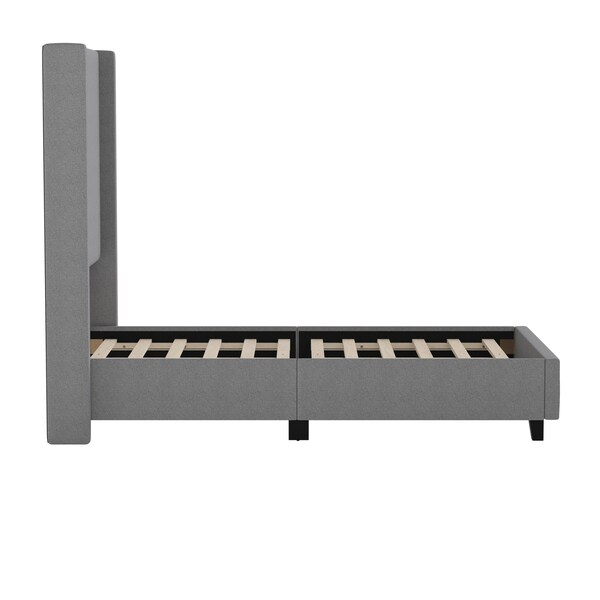 Flash Furniture Gray Twin Platform Bed with Tufted Headboard - YK-1077-GY-T-GG