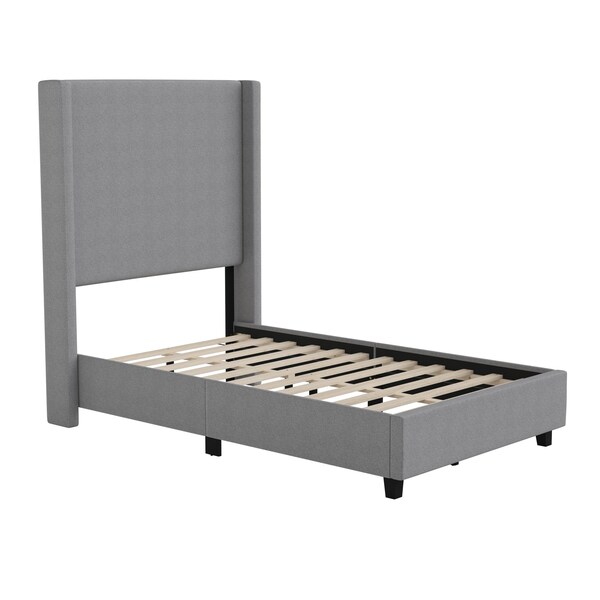 Flash Furniture Gray Twin Platform Bed with Tufted Headboard - YK-1077-GY-T-GG