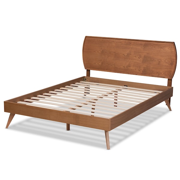 Baxton Studio Aimi Mid-Century Modern Walnut Brown Finished Wood Queen Size Platform Bed - 183-11114-9408-ZORO