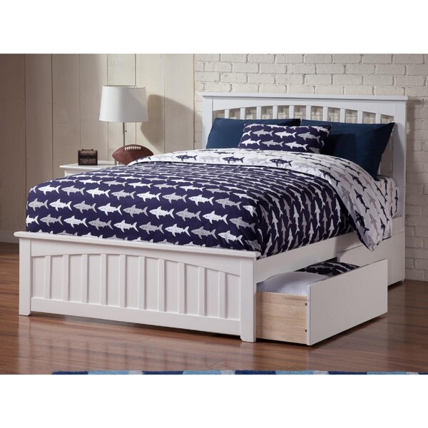 Atlantic Furniture Mission Match Foot Board with Urban Bed Drawers, White - Full - AR8736112