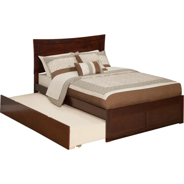 Atlantic Furniture Metro Flat Panel Flat Panel Foot Board with Urban Trundle Bed, Antique Walnut - Full - AR9032014