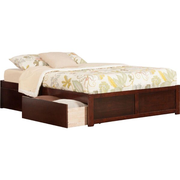Atlantic Furniture Concord Flat Panel Foot Board with Urban Bed Drawers, Antique Walnut - King - AR8052114
