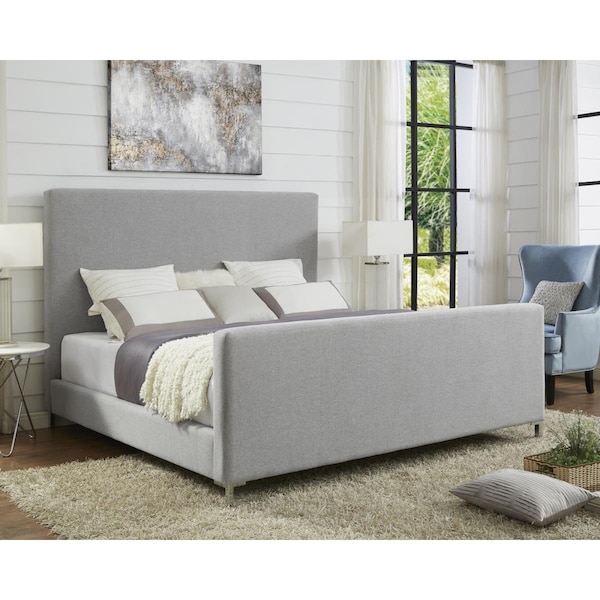 Comfortcorrect Alex Linen Upholstered Platform Bed King Size - Grey - CO2456618