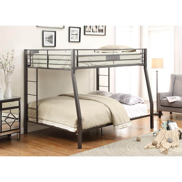 Homeroots Limbra Full xL and amp; Queen Bunk Bed Black Sand - 285321