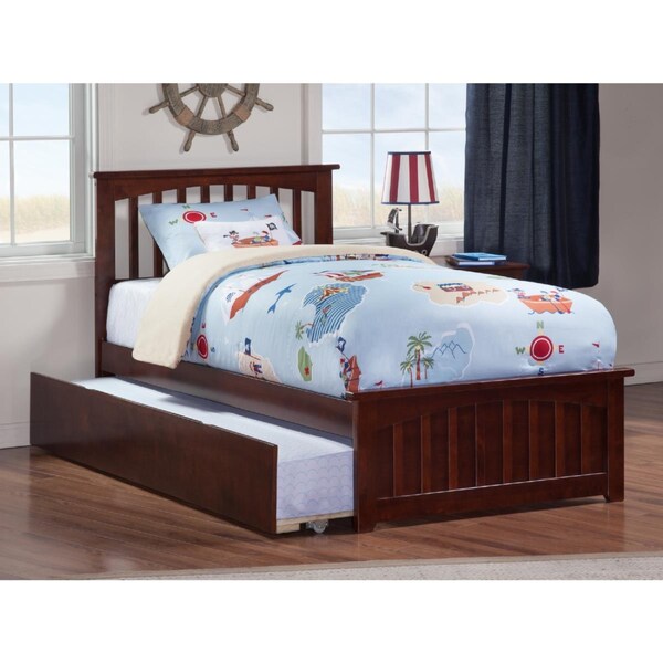Atlantic Furniture Mission Match Foot Board with Urban Lifestyle Trundle, Antique Walnut - Twin - AR8726014