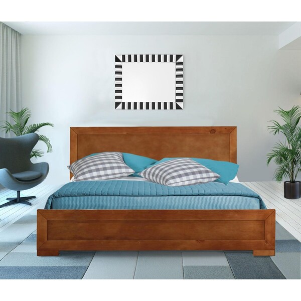 Homeroots 35.4 x 63 x 82.3 in. Oak Wood Queen Size Platform Bed - 397085