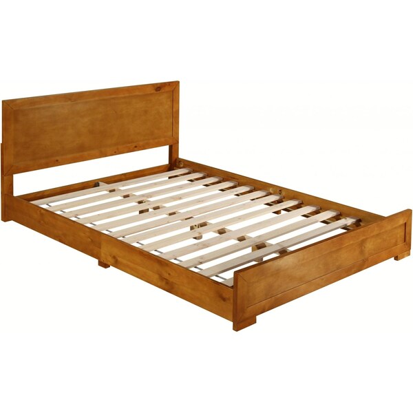 Homeroots 35.4 x 63 x 82.3 in. Oak Wood Queen Size Platform Bed - 397085