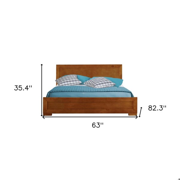 Homeroots 35.4 x 63 x 82.3 in. Oak Wood Queen Size Platform Bed - 397085