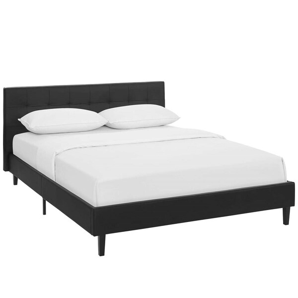 Modway Furniture Linnea Full Size Faux Leather Bed, Black - MOD-5423-BLK