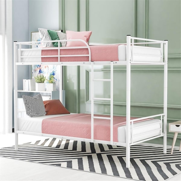 Gfancy Fixtures Black Twin Size Over Separable Bunk Bed White - GF3098427