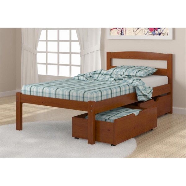 Pivot Direct Twin Size Econo Bed with Dual Under Bed Drawers in Light Espresso - PD_575TE_505E