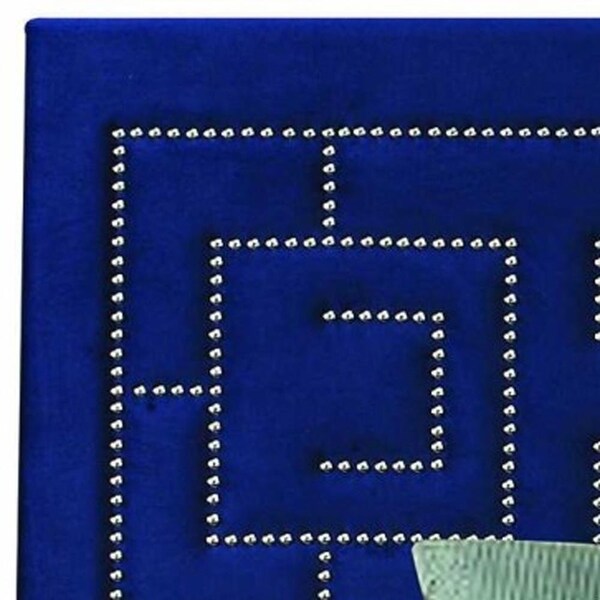 Homeroots HomeRoots 347043 80 x 86 x 50 in. Dark Blue Velvet Upholstered Wood Leg Eastern King Bed - 347043