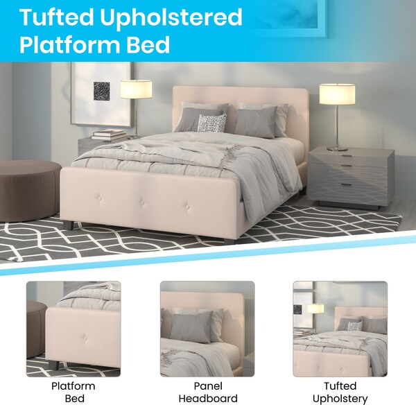 Flash Furniture Platform Bed, Tribeca, Queen, Beige - HG-19-GG