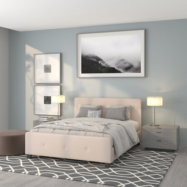 Flash Furniture Platform Bed, Tribeca, Queen, Beige - HG-19-GG