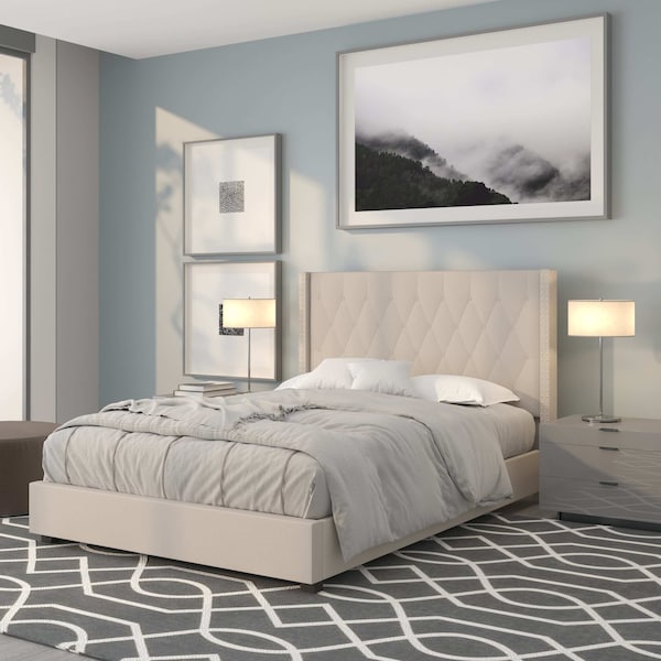 Flash Furniture Platform Bed, Riverdale, Full, Beige - HG-34-GG