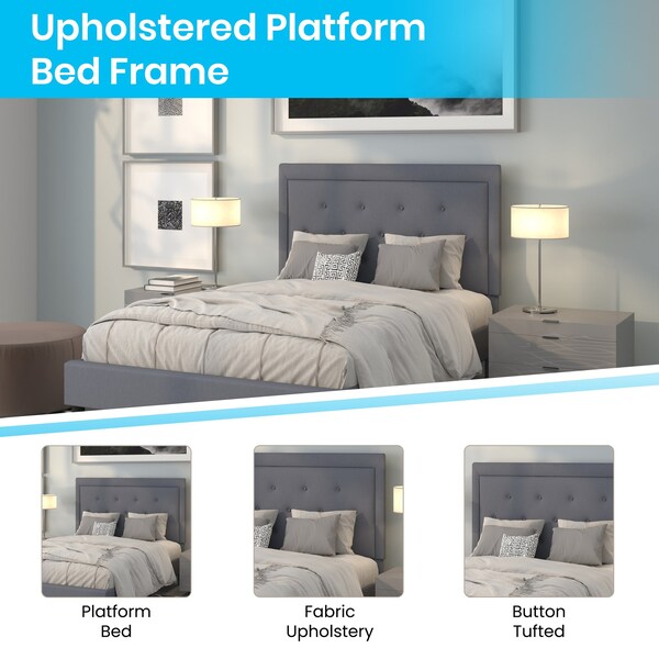 Flash Furniture Roxbury Full Platform Bed, Light Gray - SL-BK5-F-LG-GG