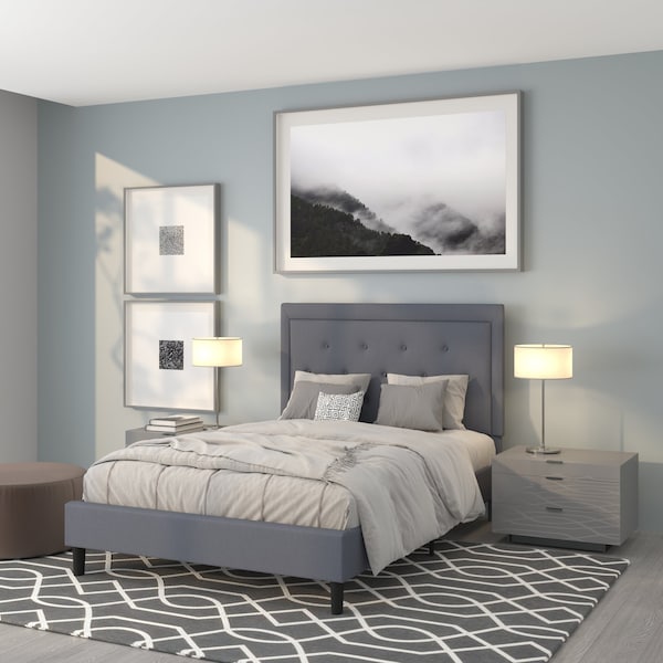 Flash Furniture Roxbury Full Platform Bed, Light Gray - SL-BK5-F-LG-GG