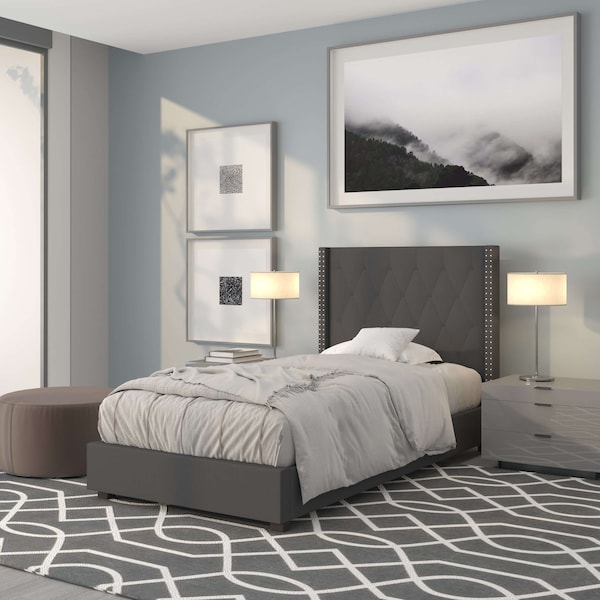 Flash Furniture Platform Bed, Riverdale, Twin, Dark Gray - HG-45-GG
