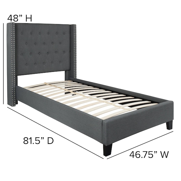 Flash Furniture Platform Bed, Riverdale, Twin, Dark Gray - HG-45-GG