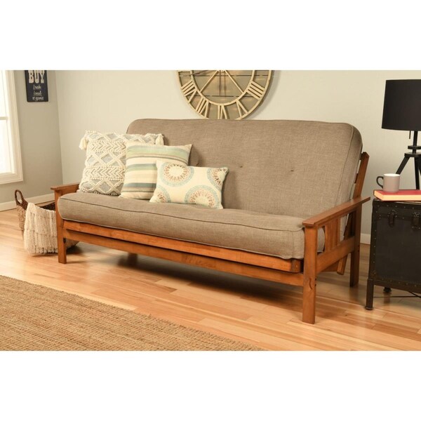 Kodiak Monterey Barbados Futon Frame with Linen Stone Mattress - Full Size - KFMOBBLSTNLF5MD3