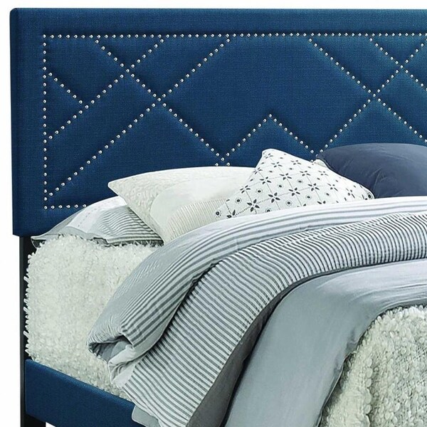 Homeroots 80 x 86 x 50 in. Dark Teal Fabric Upholstered Wood Leg Eastern King Bed - 347038