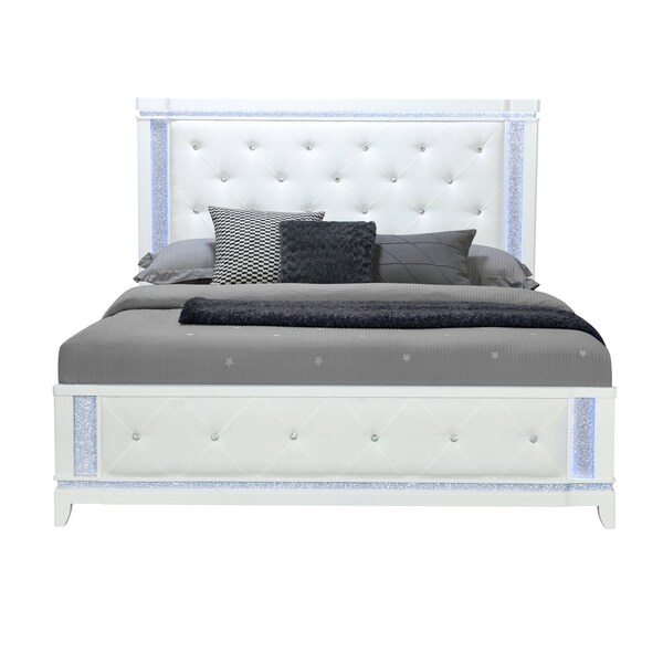 Global Furniture Usa Contemporary Alina White King Bed With Led - 6388