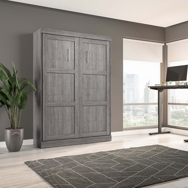 Bestar Full Wall Bed, Pur, Bark Gray - 26183-47