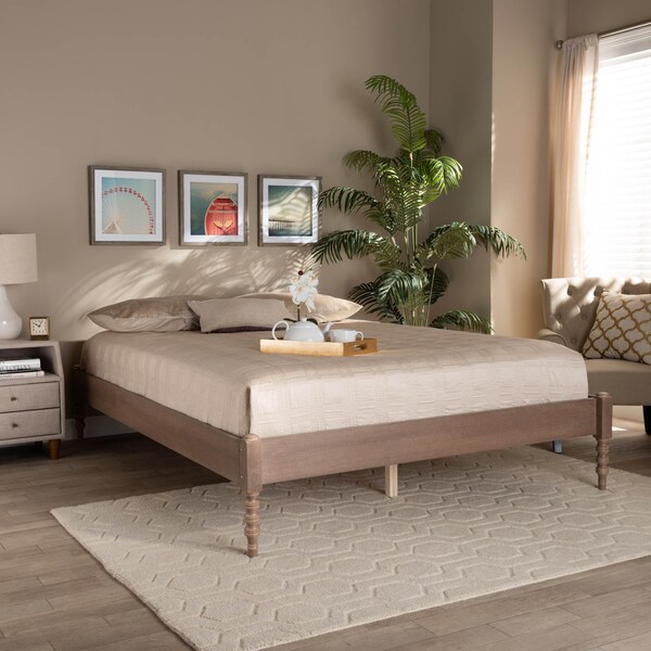 Baxton Studio Cielle Antique Oak Finished Wood Queen Size Platform Bed Frame - 161-10188
