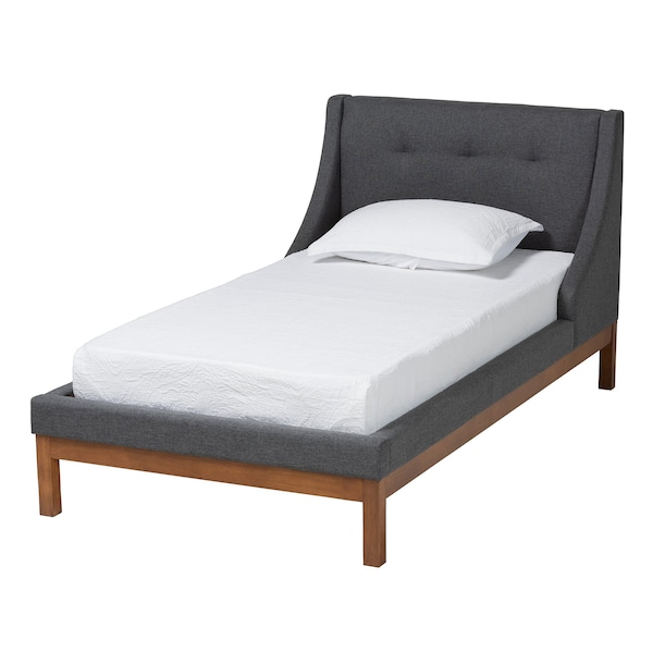 Baxton Studio Louvain MidCentury Modern Transitional Dark Grey Fabric Upholstered Twin Size 3Piece Bedroom Set - 219-8153-9109-ZORO