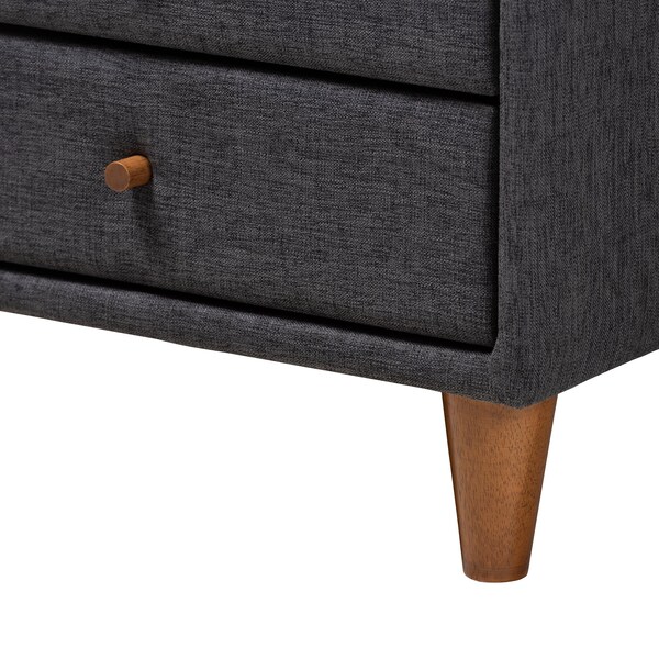 Baxton Studio Louvain MidCentury Modern Transitional Dark Grey Fabric Upholstered Twin Size 3Piece Bedroom Set - 219-8153-9109-ZORO