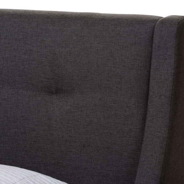 Baxton Studio Louvain MidCentury Modern Transitional Dark Grey Fabric Upholstered Twin Size 3Piece Bedroom Set - 219-8153-9109-ZORO
