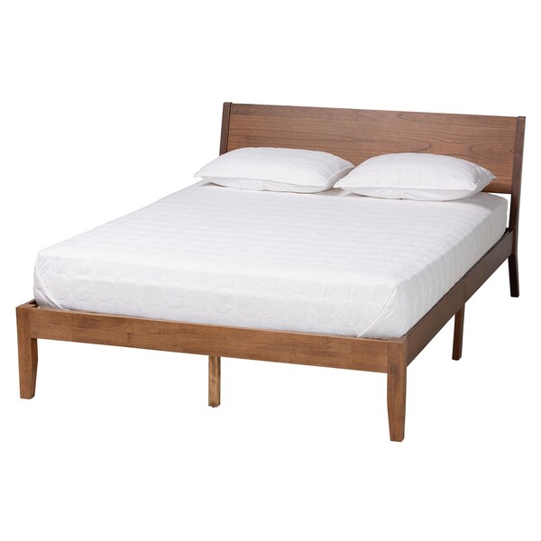Baxton Studio Salvatore Mid-Century Modern Walnut Brown Finished Wood King Size Platform Bed - 235-13239-ZORO
