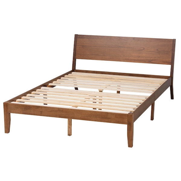 Baxton Studio Salvatore Mid-Century Modern Walnut Brown Finished Wood King Size Platform Bed - 235-13239-ZORO