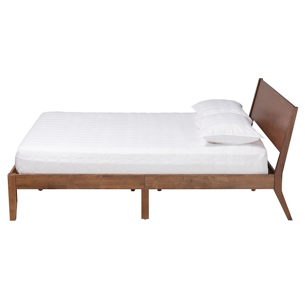 Baxton Studio Salvatore Mid-Century Modern Walnut Brown Finished Wood King Size Platform Bed - 235-13239-ZORO