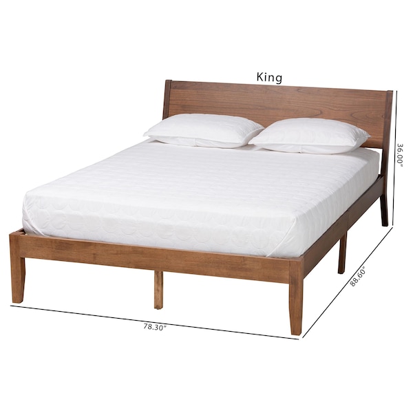 Baxton Studio Salvatore Mid-Century Modern Walnut Brown Finished Wood King Size Platform Bed - 235-13239-ZORO
