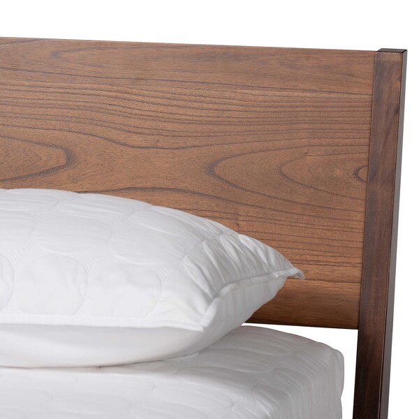 Baxton Studio Salvatore Mid-Century Modern Walnut Brown Finished Wood King Size Platform Bed - 235-13239-ZORO