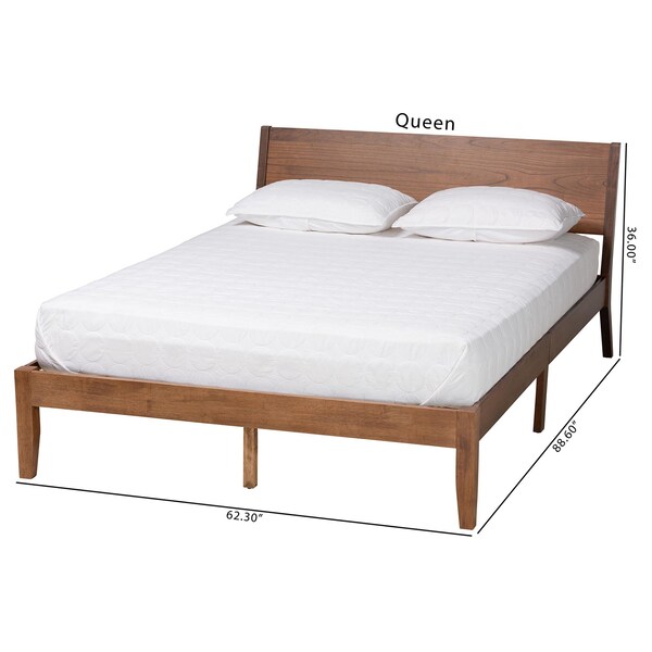 Baxton Studio Salvatore Mid-Century Modern Walnut Brown Finished Wood King Size Platform Bed - 235-13239-ZORO