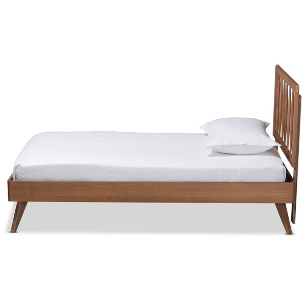 Baxton Studio Toru Mid-Century Modern Ash Walnut Finished Wood Twin Size Platform Bed - 180-11108-11159-ZORO