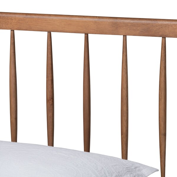 Baxton Studio Toru Mid-Century Modern Ash Walnut Finished Wood Twin Size Platform Bed - 180-11108-11159-ZORO