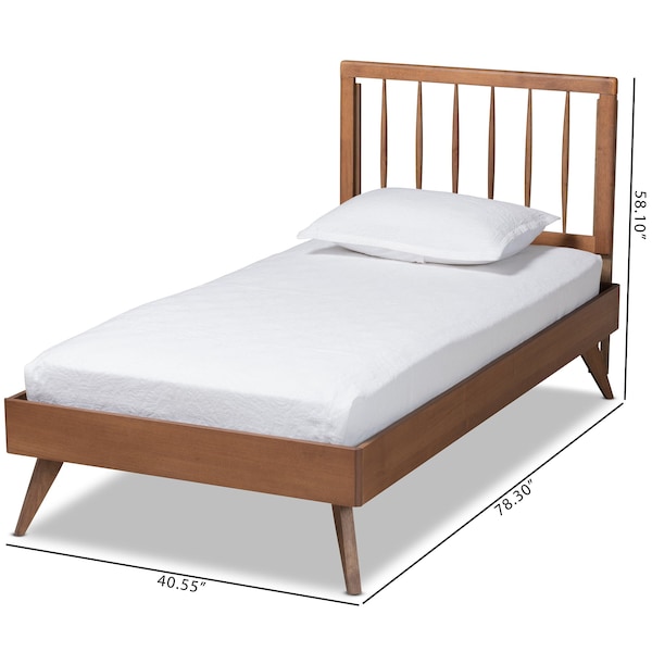 Baxton Studio Toru Mid-Century Modern Ash Walnut Finished Wood Twin Size Platform Bed - 180-11108-11159-ZORO