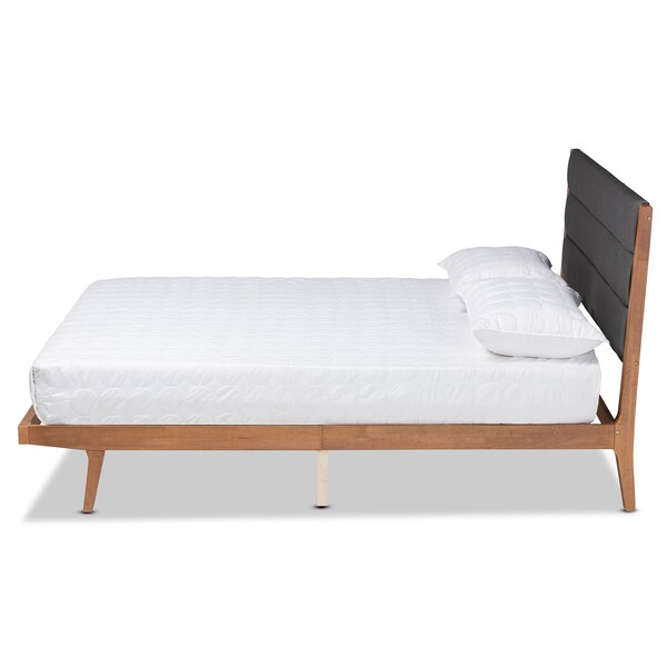 Baxton Studio Jarlan ModernCharcoal Fabric Upholstered and Walnut Brown Finished Wood Platform Bed-King - 197-11584-ZORO
