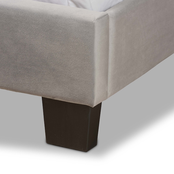Baxton Studio Benjen Modern and Contemporary Glam Grey Velvet Fabric Full Size Panel Bed - 183-11269-ZORO