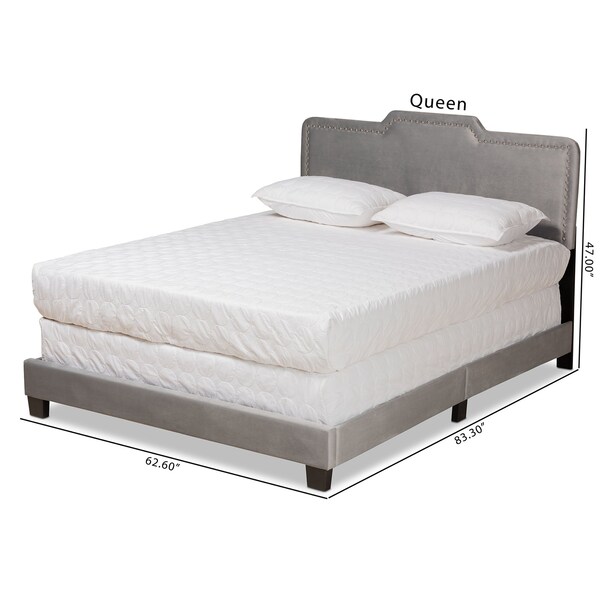 Baxton Studio Benjen Modern and Contemporary Glam Grey Velvet Fabric Full Size Panel Bed - 183-11269-ZORO